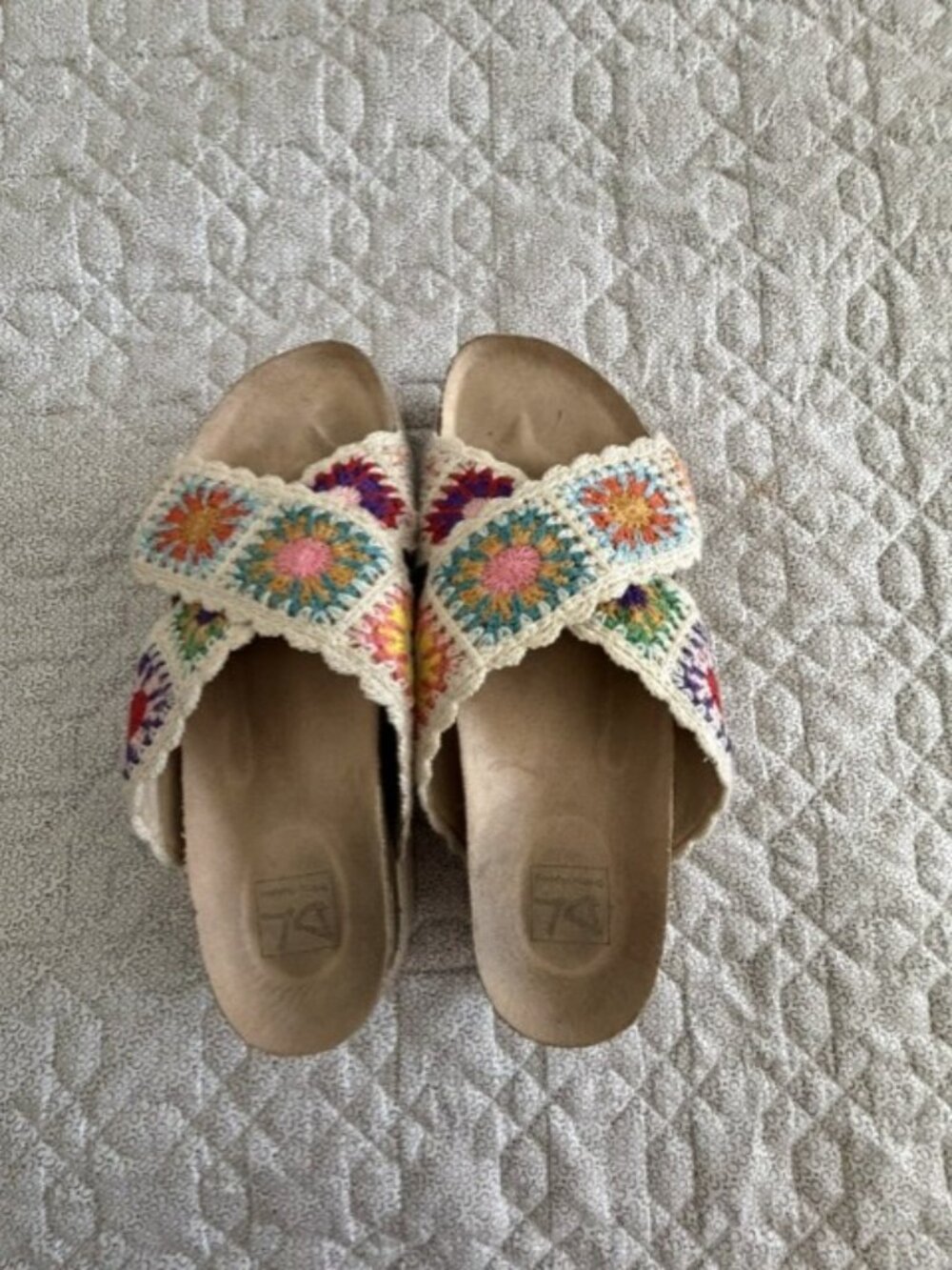 Boho Crochet Platform Wedge Sandals Size 9